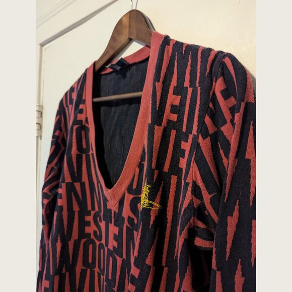 Vivienne Westwood V-Neck Sweater in Red and Black - Picture 2 of 7